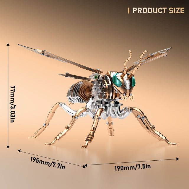 3D Wasp Stainless Steel Insects Puzzle Model Kit DIY Mechanical Animal Toys Gift(RoseGold)
